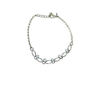 Avon‎ Silver Tone Link Anklet with Rhinestone Accents Dainty Chain 9 inch